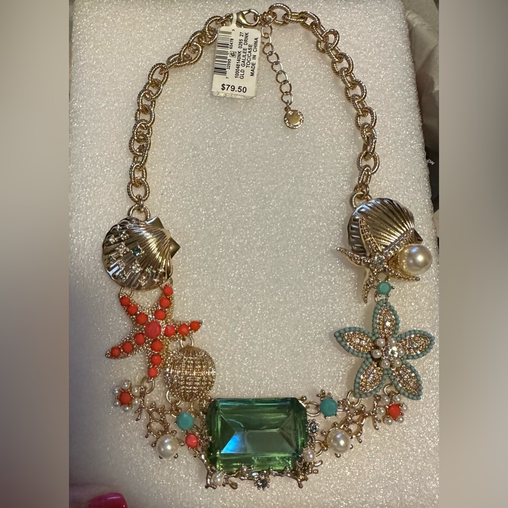 Charter‎ Club Crystal & Imitation Pearl Starfish Necklace, 18" + 2" extender New